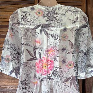 Creation S women's sheer spring floral patterned top Small